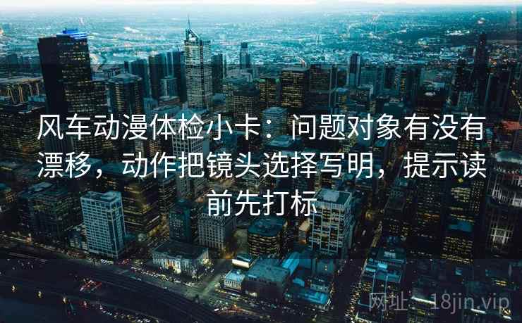 风车动漫体检小卡:问题对象有没有漂移,动作把镜头选择写明,提示读前先打标